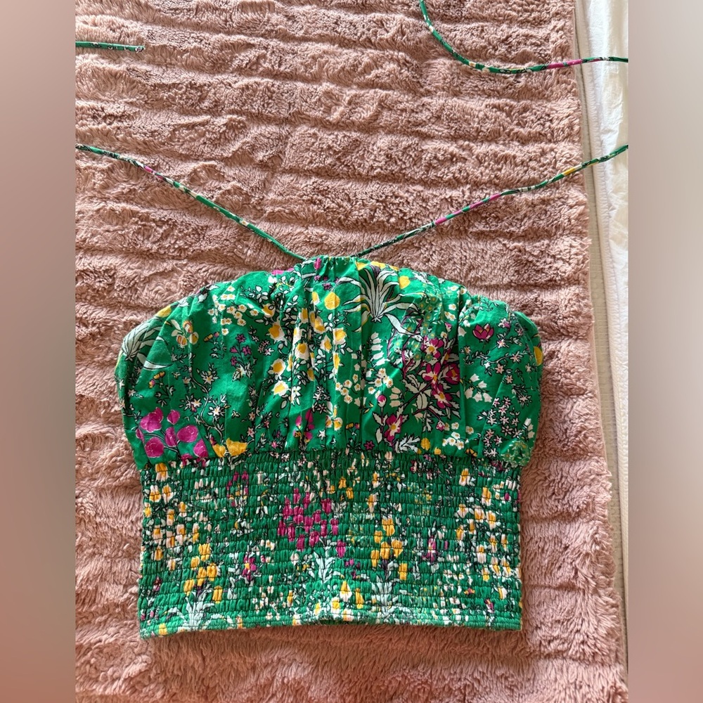 Maeve Green Floral Halter Top